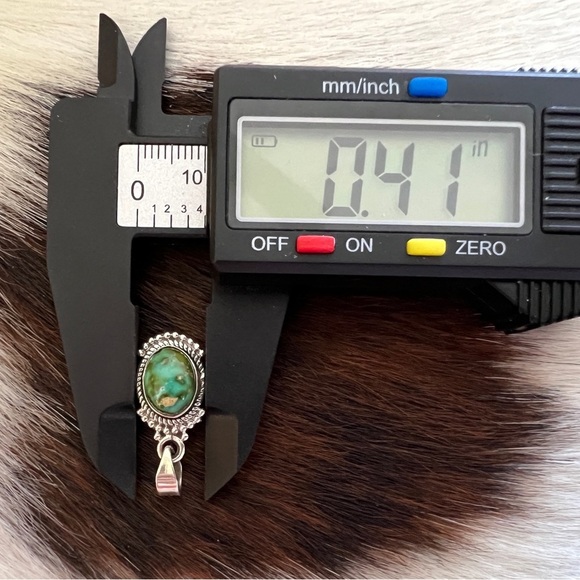 ❤️ Sonoran Gold Turquoise Navajo Style Southwestern Sterling Silver Pendant 1”L - Picture 13 of 14